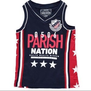A sleeveless parish nation medium shirt